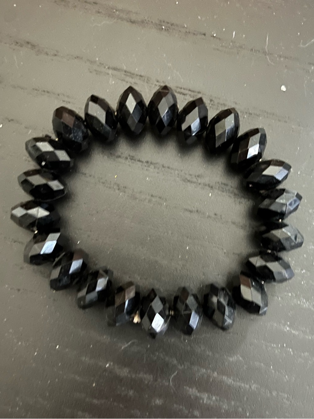 Faceted Black Bead Stretch Bracelet